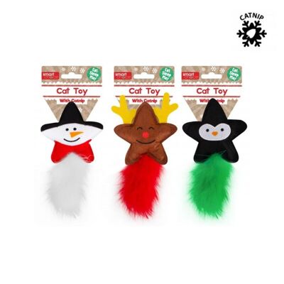 MyMeow & Smart Choice Juego de juguetes para gatos con hierba gatera de fieltro festivo, paquete de 3