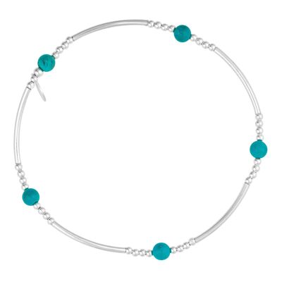 925 Silver Turquoise Beaded Bracelet