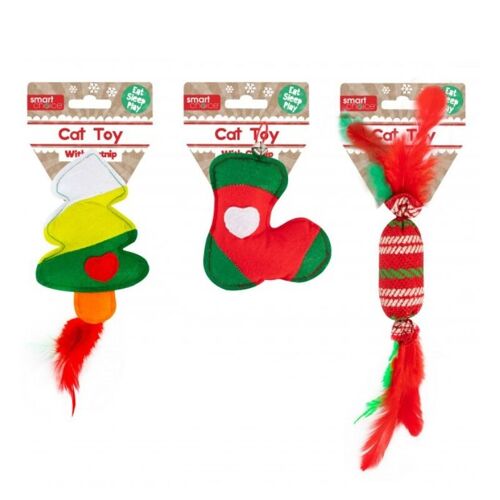 Smart Choice Festive Felt Catnip Cat Toy Set, 3 Pack