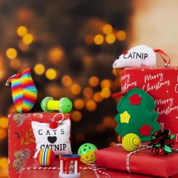 Chaussette festive pour chat avec 6 jouets Smart Choice, paquet de 2 2