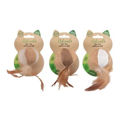 MyMeow & World of Pets Silvervine Hessian Ball Cat Toy, 3 Pack