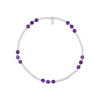 925 Silver Beaded Amethyst Bracelet