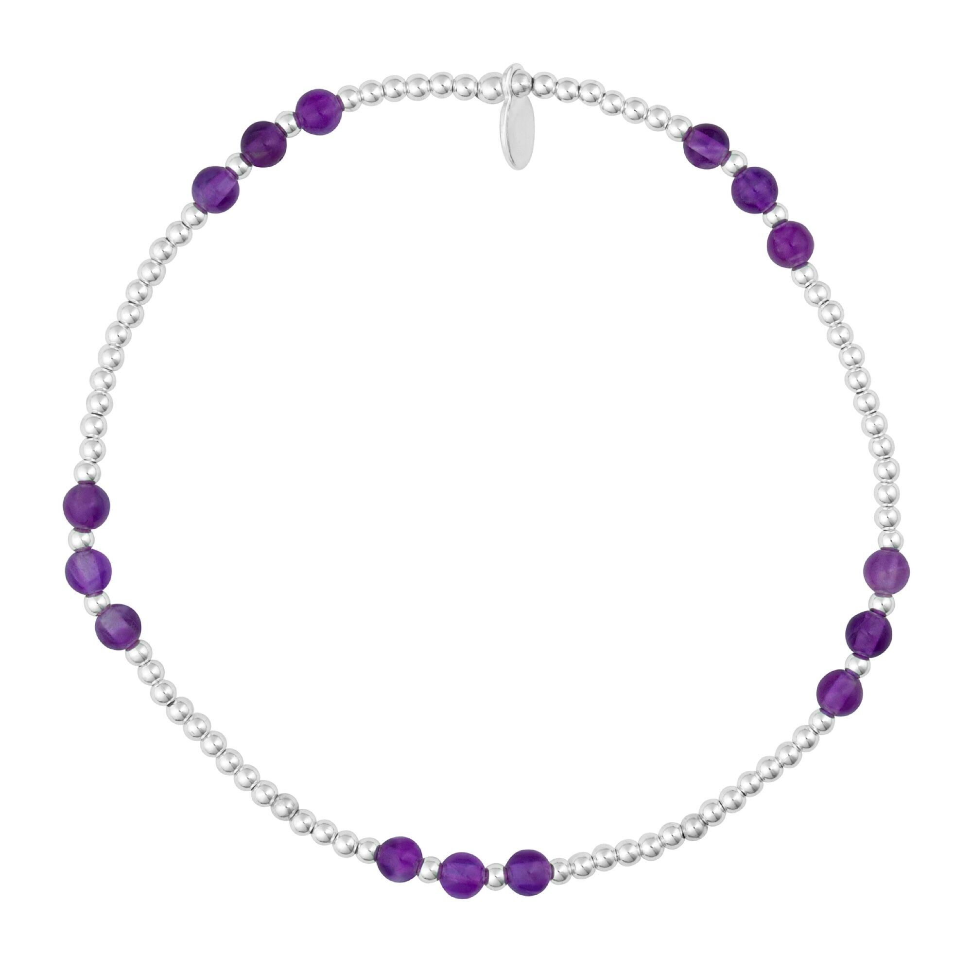925 Silver Beaded Amethyst Bracelet