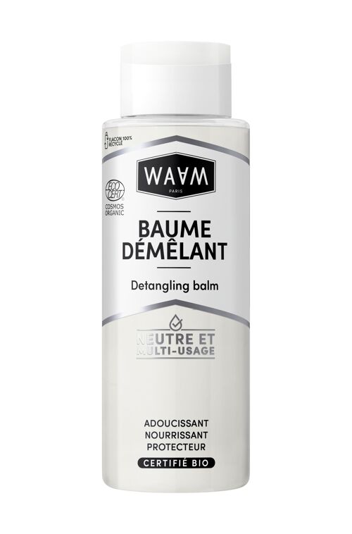 WAAM Cosmetics – Baume Démêlant – Soin Démêlant cheveux à rincer – Certifié BIO ECOCERT – Vegan – 400ml