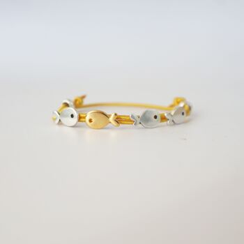 Bracelet petit poisson-Bracelet cordon de soie jaune- collection sous la mer 1