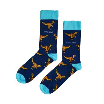 Chaussettes Vélociraptor | Chaussettes en bambou | Chaussettes bleues | Chaussettes dinosaures 1