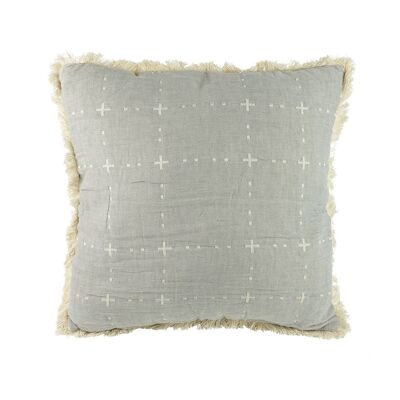 Coussin Quilt gris, carré, gaze de coton
