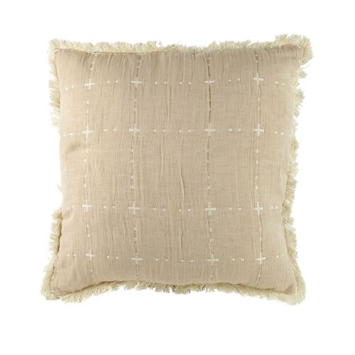 Coussin Quilt noisette, carré, gaze de coton