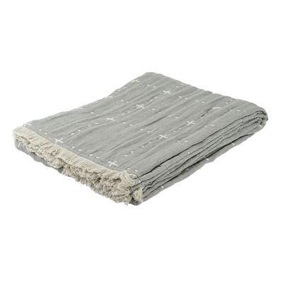 Plaid / Bedspread Quilt gray, cotton gauze
