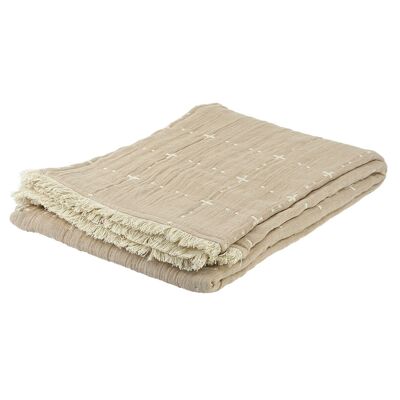 Plaid / Bedspread Quilt hazelnut, cotton gauze