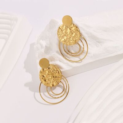 Gold hammered dangle earrings