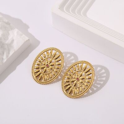 Gold oval petal earrings