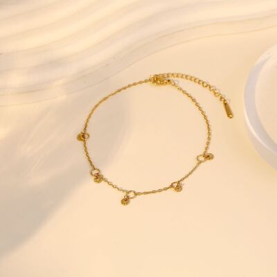 Gold anklet small round pendant plates