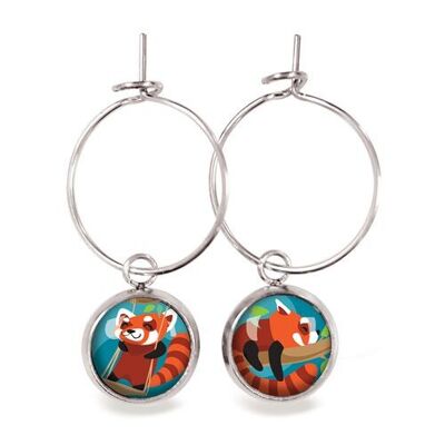 Pendientes de aro infantiles Nomade Red Panda / Snooze - Plata