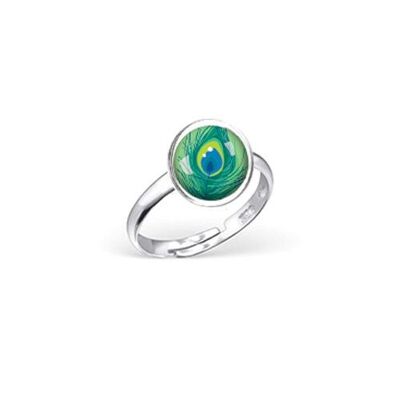 Peacock Feather Children's Ring - Silver