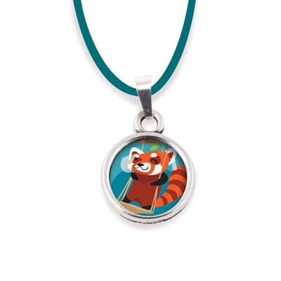 Collar Infantil Panda Rojo - Plata