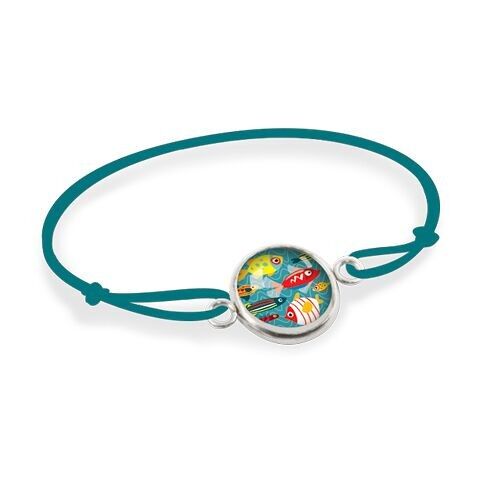 Bracelet Cordon Enfant Poissons - Argent