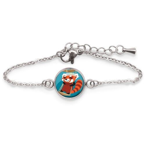 Bracelet Gourmette Enfant Panda Roux - Argent