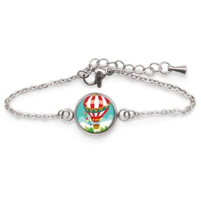 Pulsera infantil con forma de globo aerostático - Plata