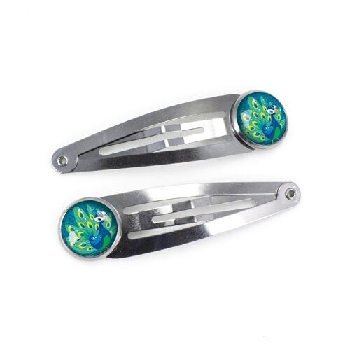 Barrettes Enfant Paon - Argent