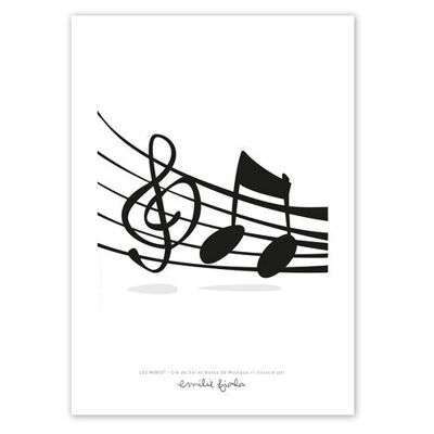 Poster decorativo per bambini, formato A4, chiave di violino/nota musicale