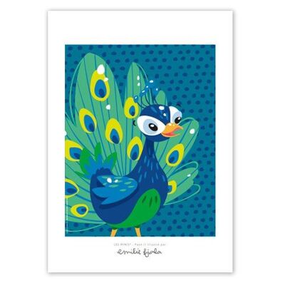 Poster decorativo A4 Bambino Pavone