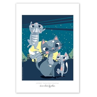 Decorative Poster A4 Child Family Cats