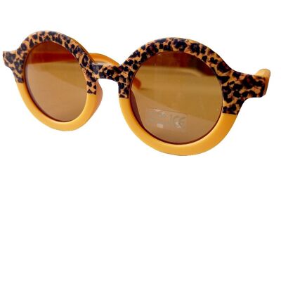 Kindersonnenbrille Retro-Leopardengelb