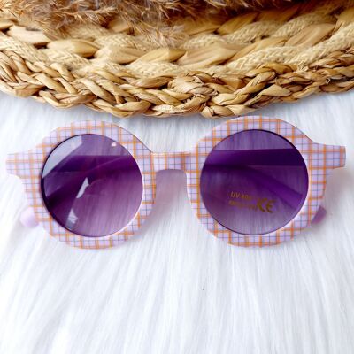 Children's sunglasses retro check lilac