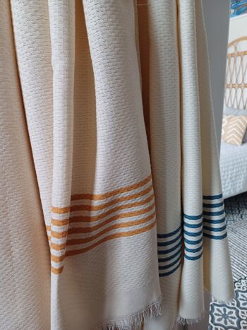 Fouta hammam Natural rayas Caqui 4