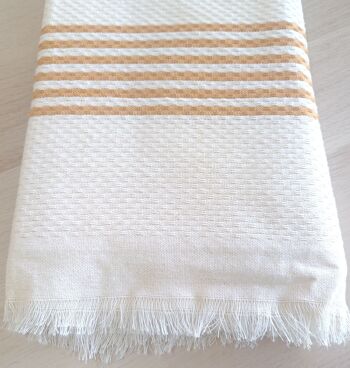 Fouta hammam Natural rayas Caqui 3