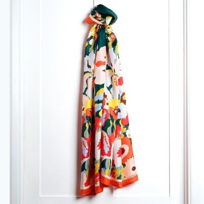 Secret Garden Paprika Silk Scarf