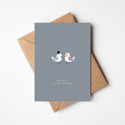 Glückwunschkarte zur Hochzeit "Vogelhochzeit blau"