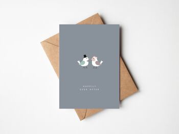 Carte de félicitations de mariage "Mariage d'oiseaux bleu" 1