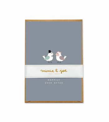 Carte de félicitations de mariage "Mariage d'oiseaux bleu" 3