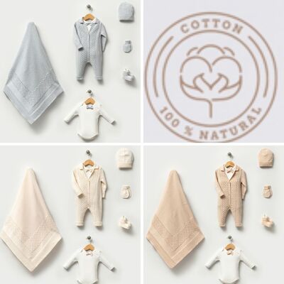 Conjunto de punto con pajarita y lazo elegante para bebé de 0 a 3 meses de algodón orgánico