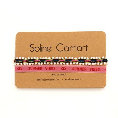 DUO BRACELET ETHNIQUE & SUMMER VIBES - Rose
