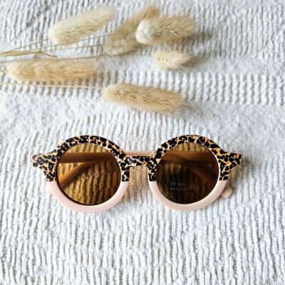 Baby- und Kindersonnenbrille UV400 rund – Soft Pink / Leopard