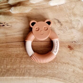 Anneau de dentition en silicone Panda avec anneau en bois - Rouille 2