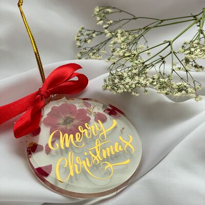 Christmas tree decoration epoxy resin real flowers Merry Christmas