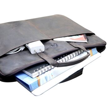 Fred sac pour ordinateur portable 15,6 pouces en cuir avec bandoulière amovible pochette pour ordinateur portable 5