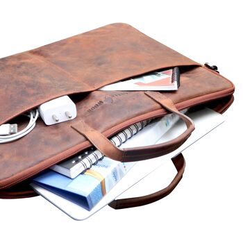 Fred sac pour ordinateur portable 15,6 pouces en cuir avec bandoulière amovible pochette pour ordinateur portable 10