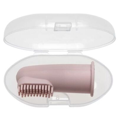 Silicone Finger Toothbrush with Case - Soft Pink