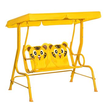 Meubles Hüsch tapis suspendu pour enfants chaise longue pour enfants à 2 boutons avec schuifdak tuinschomel réglable pour enfants de 3 à 6 ans métal jaune 110x74x113cm 1