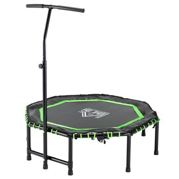 Trampoline de fitness Hüsch avec trampoline à poignée réglable pour enfants et adultes, trampoline d'intérieur opvouwbare, acier grand + noir, 122 x 122 x 122-138 cm 1