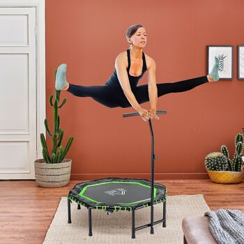 Trampoline de fitness Hüsch avec trampoline à poignée réglable pour enfants et adultes, trampoline d'intérieur opvouwbare, acier grand + noir, 122 x 122 x 122-138 cm 2