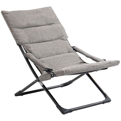 Möbel Hüsch klapstoel met verwijderbaar kussen Tuinstoel Campingstoel Ligstoel Zitmeubels Tuinterras Balkon Textilene Staalgrijs 66B x 94D x 79H cm