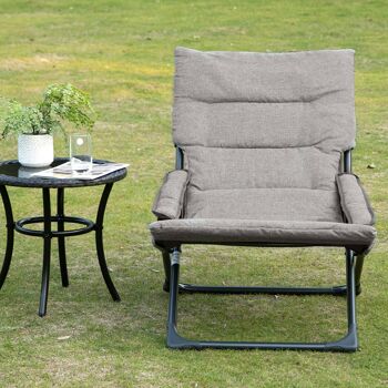 Meubles Hüsch Klapstoel avec verwijderbaar kussen Tuinstoel Campingstoel Ligstoel Zitmeubels Tuinterras Balcon Textilène Staalgrijs 66L x 94P x 79H cm 3