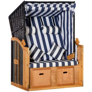 Möbel Hüsch strandstoel double ligbed avec dak double ligbed avec bekerhouders chaise longue Rugleuning avec 5 niveaux PE rotan 118 x 79 x 160 cm 1