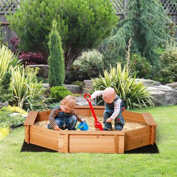 Zandbak buitenzonnige avec couvercle Plancher zandbak en bois massif à huit hauteurs conçu pour les enfants de 3 à 8 ans 139,5 x 139,5 x 21,5 cm 3